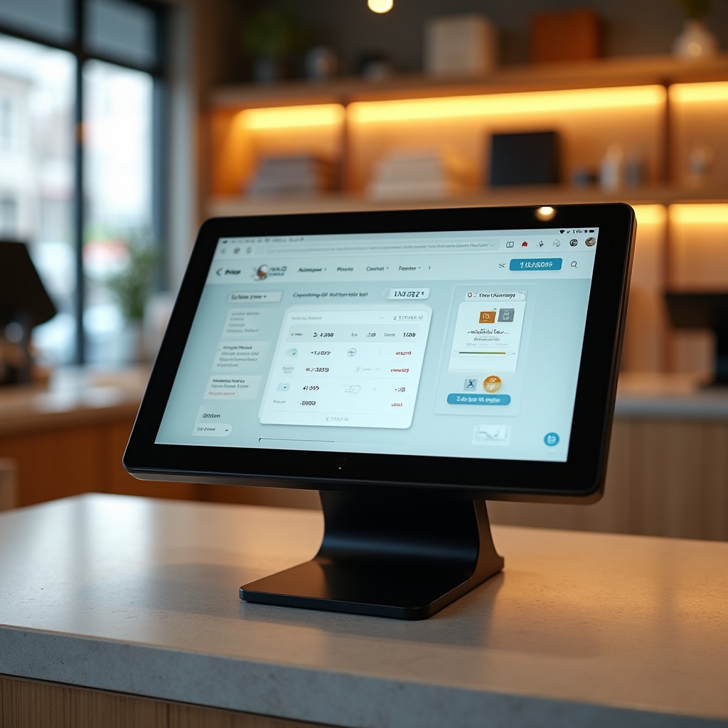 Pokladničný systém s prehľadom predaja na obrazovke